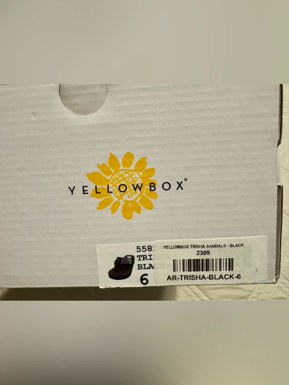 NEW Stylish Yellow Box Black Studded Thong Sandals with Silver Accents - Picture 6 of 6